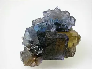 Fluorite and Sphalerite, Rosiclare Level, Minerva #1 Mine, Ozark-Mahoning Company, Cave-in-Rock District, Southern Illinois, Mined c. early 1990's, Tolonen Collection, Miniature 3.5 x 4.0 x 5.5 cm $250. Online 1/15 SOLD.