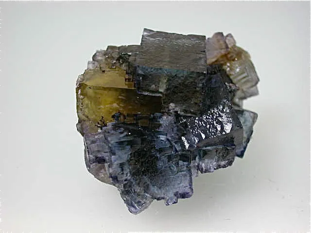 Fluorite and Sphalerite, Rosiclare Level, Minerva #1 Mine, Ozark-Mahoning Company, Cave-in-Rock District, Southern Illinois, Mined c. early 1990's, Tolonen Collection, Miniature 3.5 x 4.0 x 5.5 cm $250. Online 1/15 SOLD.