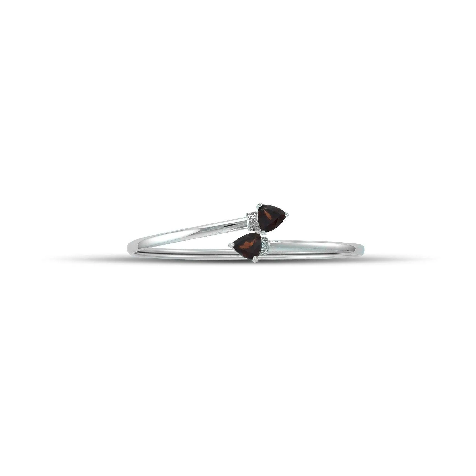 Garnet Bracelet - Flex Bangle with Garnet and Diamond in Silver