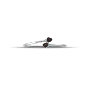 Garnet Bracelet - Flex Bangle with Garnet and Diamond in Silver