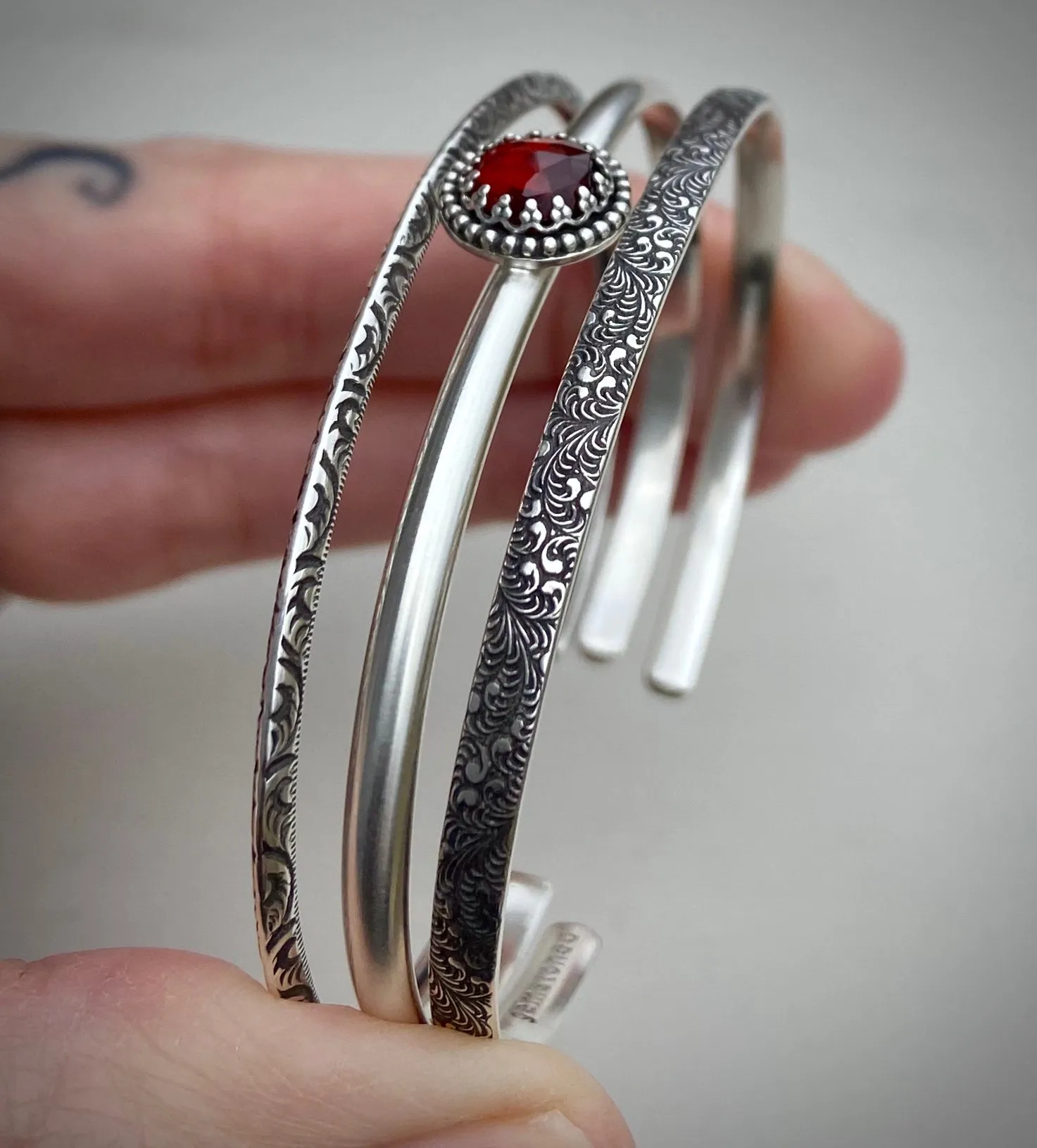 Garnet Stacker Cuff Set