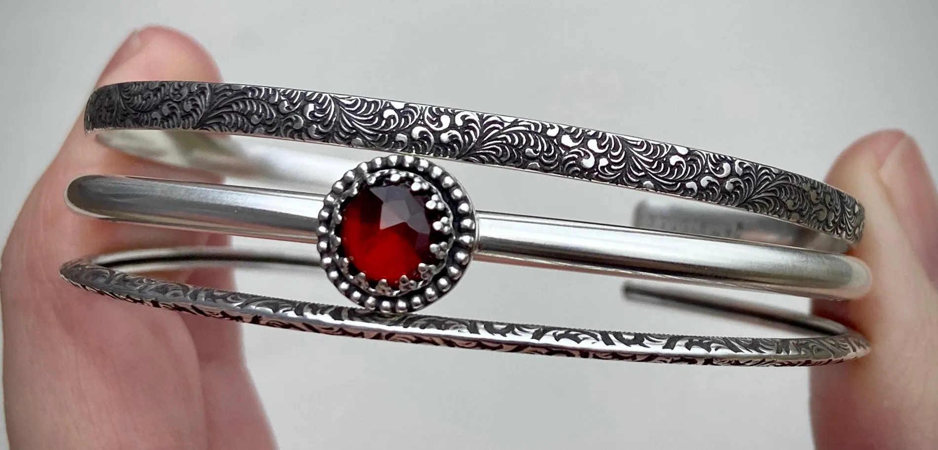 Garnet Stacker Cuff Set