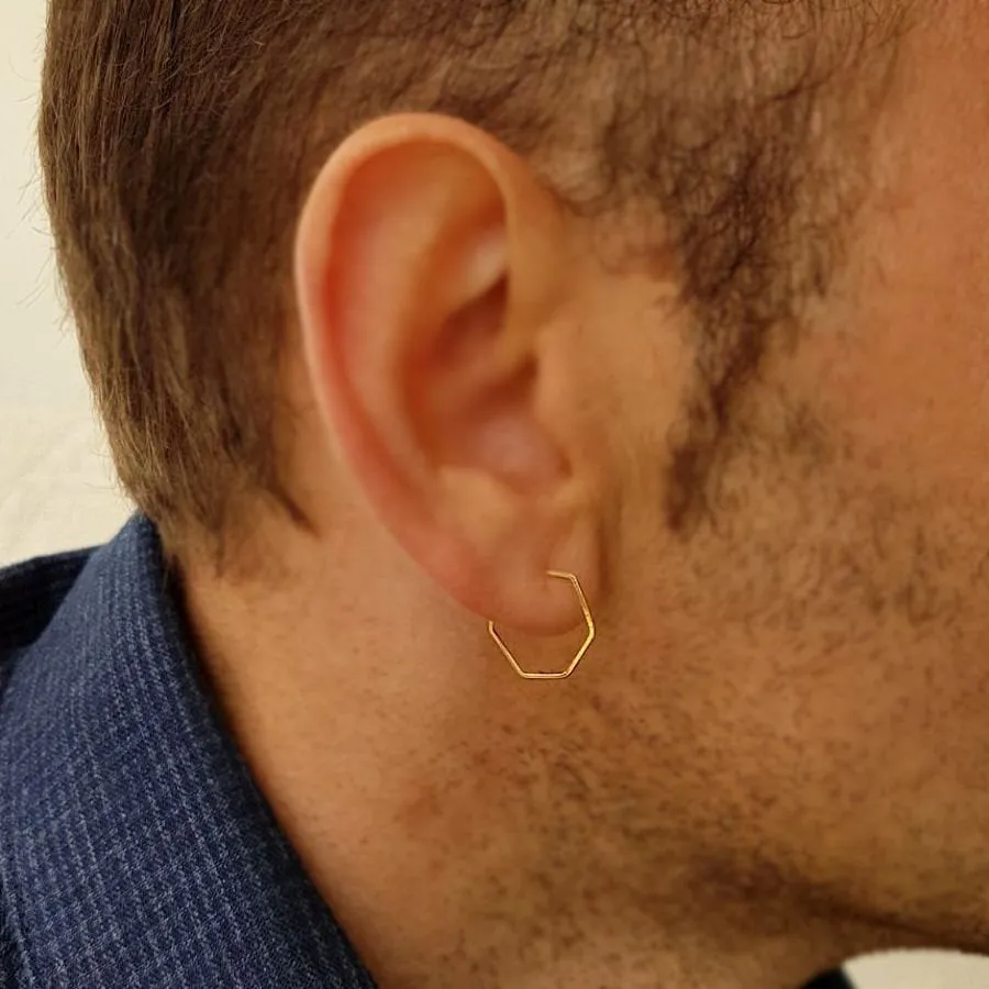 Geometric Sterling Silver Hoop Earring for men