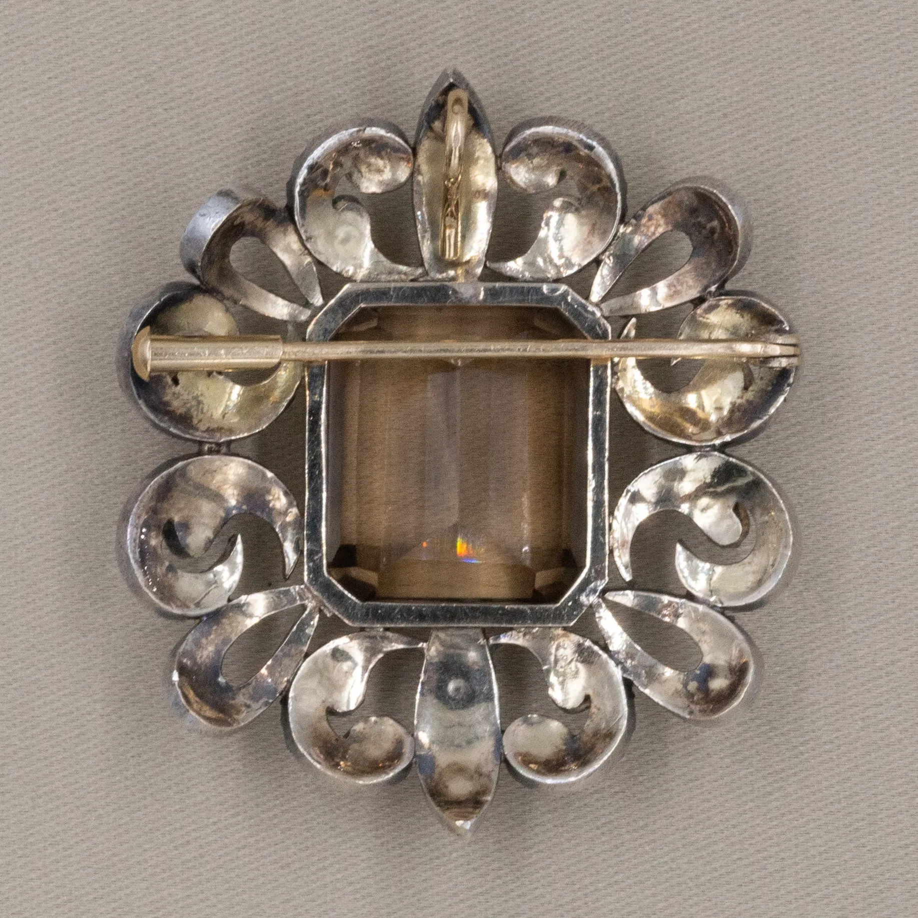 Georgian Revival Smoky Quartz Pendant Brooch