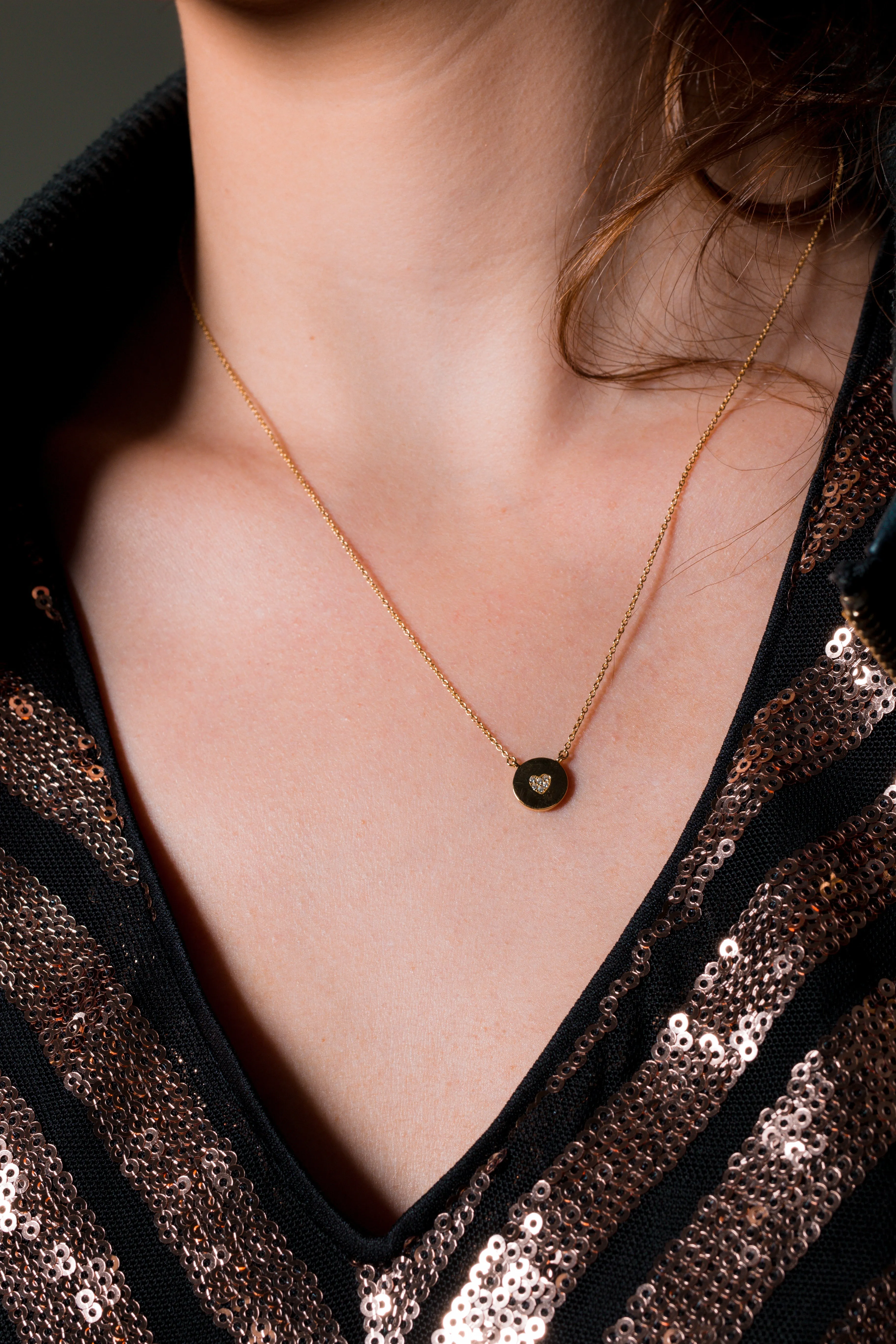 GEORGINI ROCK STAR HEART DISC GOLD PENDANT