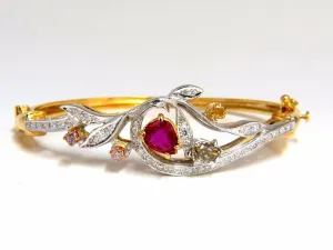 GIA Certified No Heat Natural Ruby Fancy color diamonds bangle bracelet