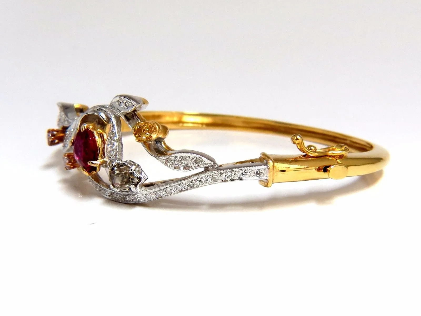 GIA Certified No Heat Natural Ruby Fancy color diamonds bangle bracelet