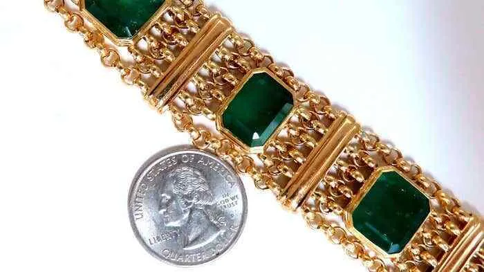 GIA Certified Vintage Emerald Bracelet 60ct 18kt Gold
