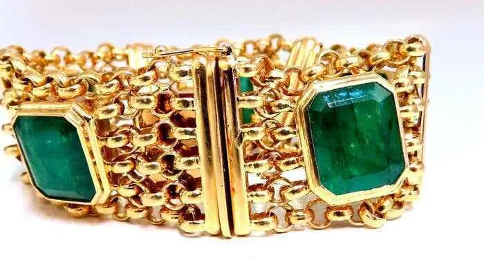 GIA Certified Vintage Emerald Bracelet 60ct 18kt Gold