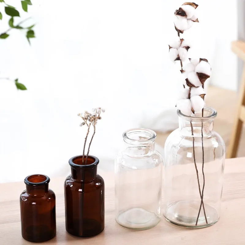 Glass Vase Home Small Hydroponic Plant Glass Bottle Living Room Decoration Dried Flower Decoration Transparent Flower Vase