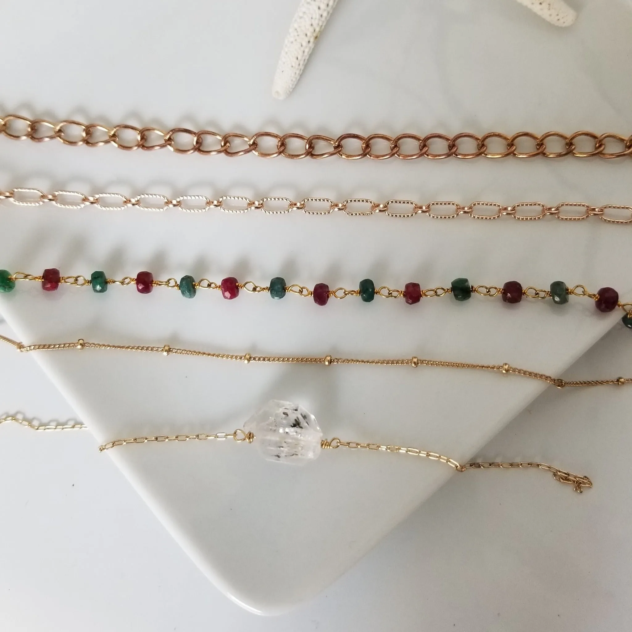 Gold Chain Stacking Bracelet - Figaro, Satellite, or Sequin