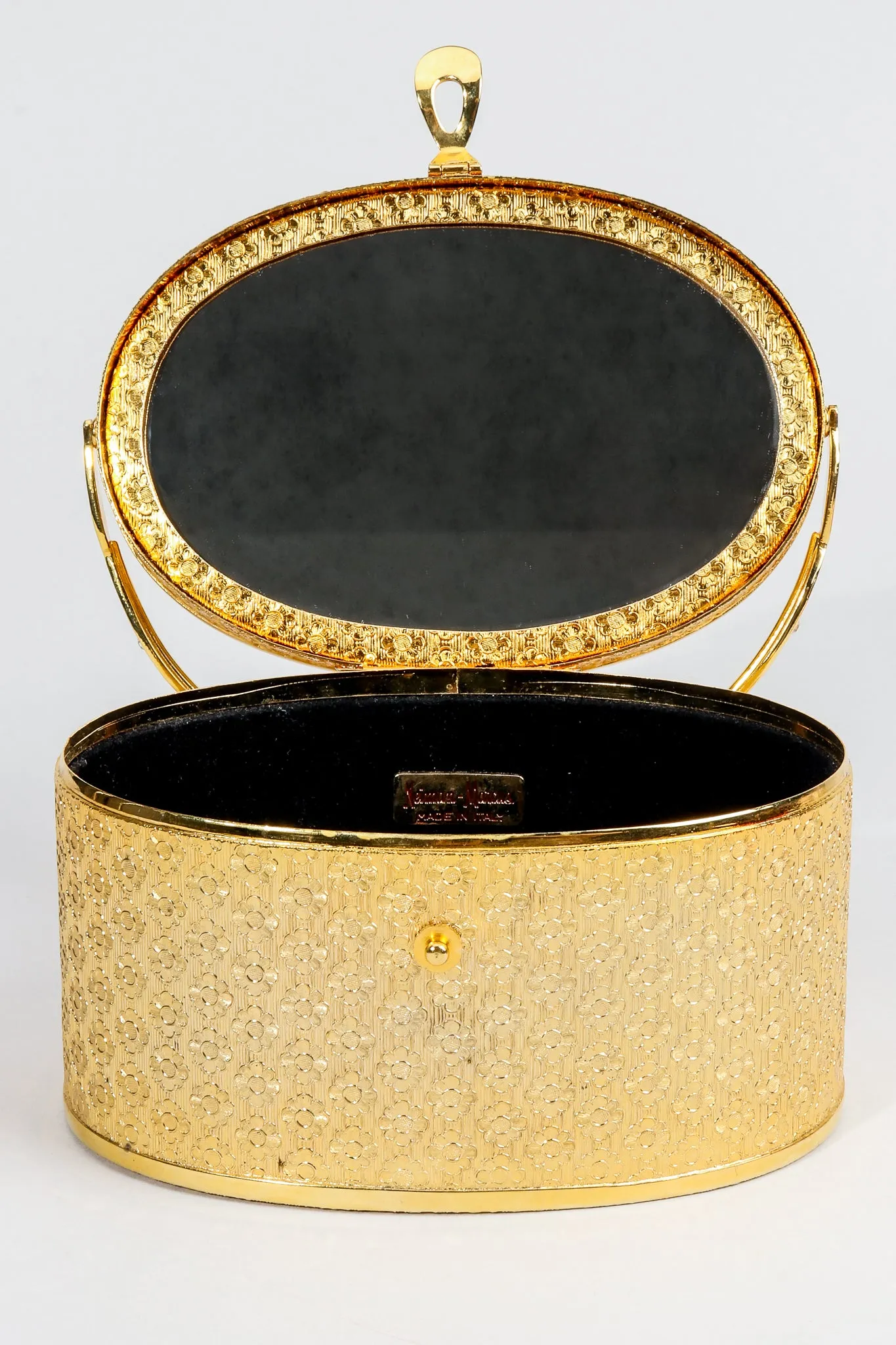 Gold Floral Vanity Case Box Bag