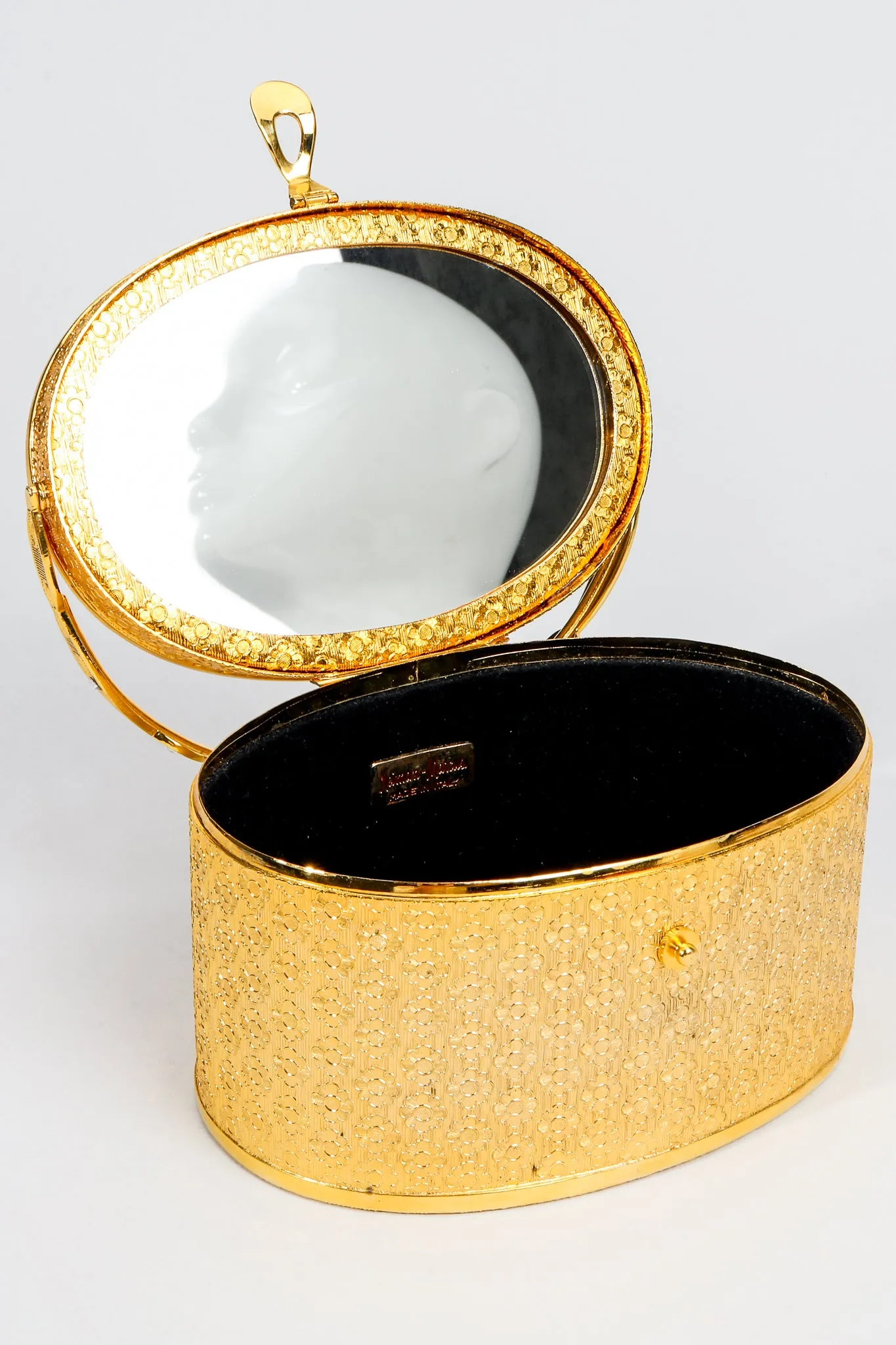 Gold Floral Vanity Case Box Bag
