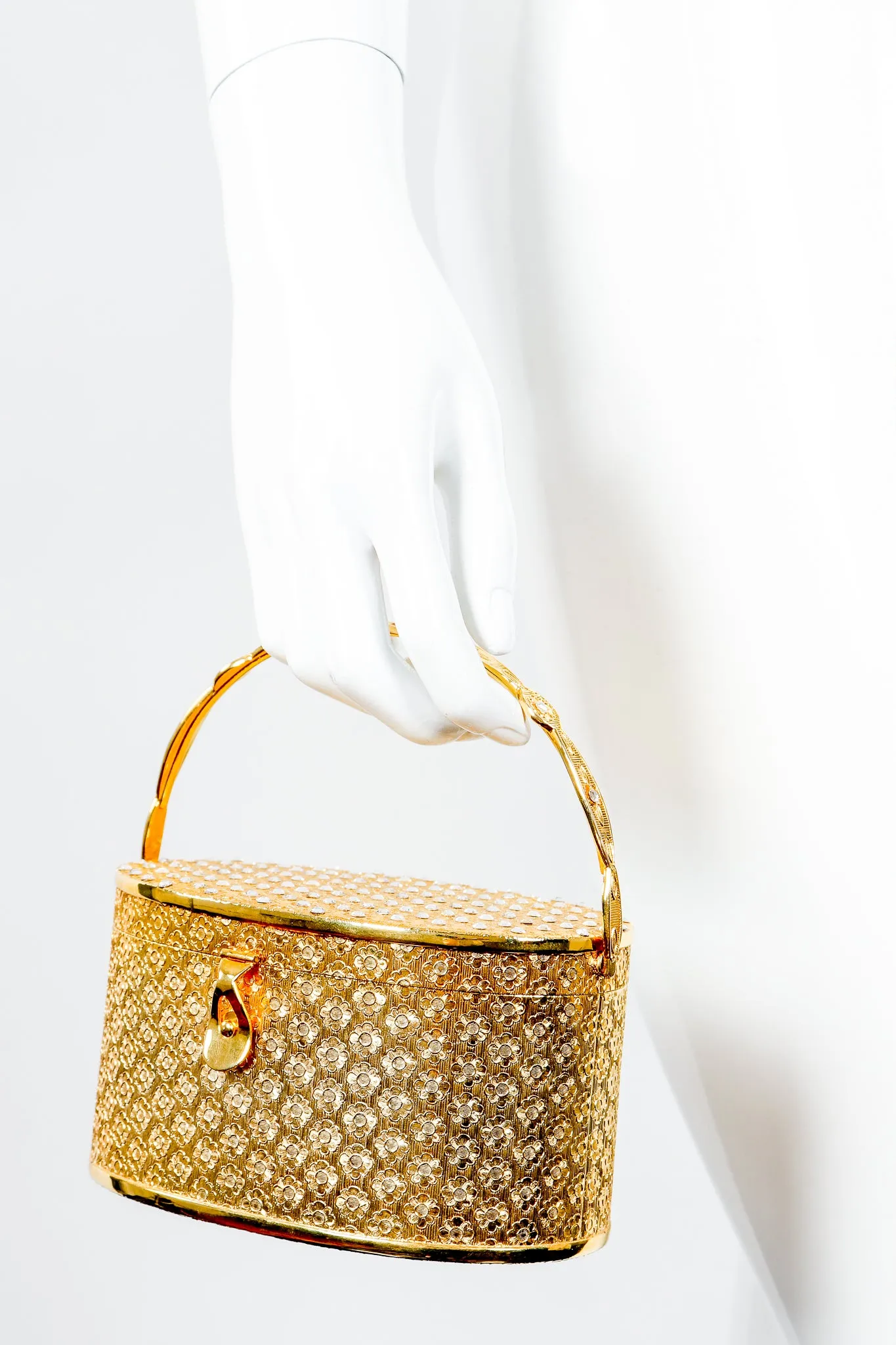 Gold Floral Vanity Case Box Bag