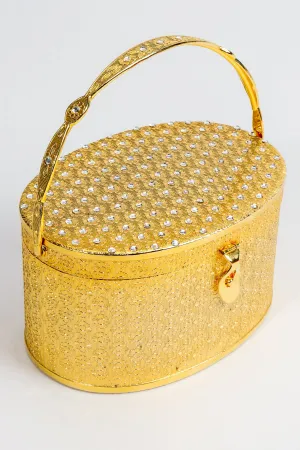 Gold Floral Vanity Case Box Bag