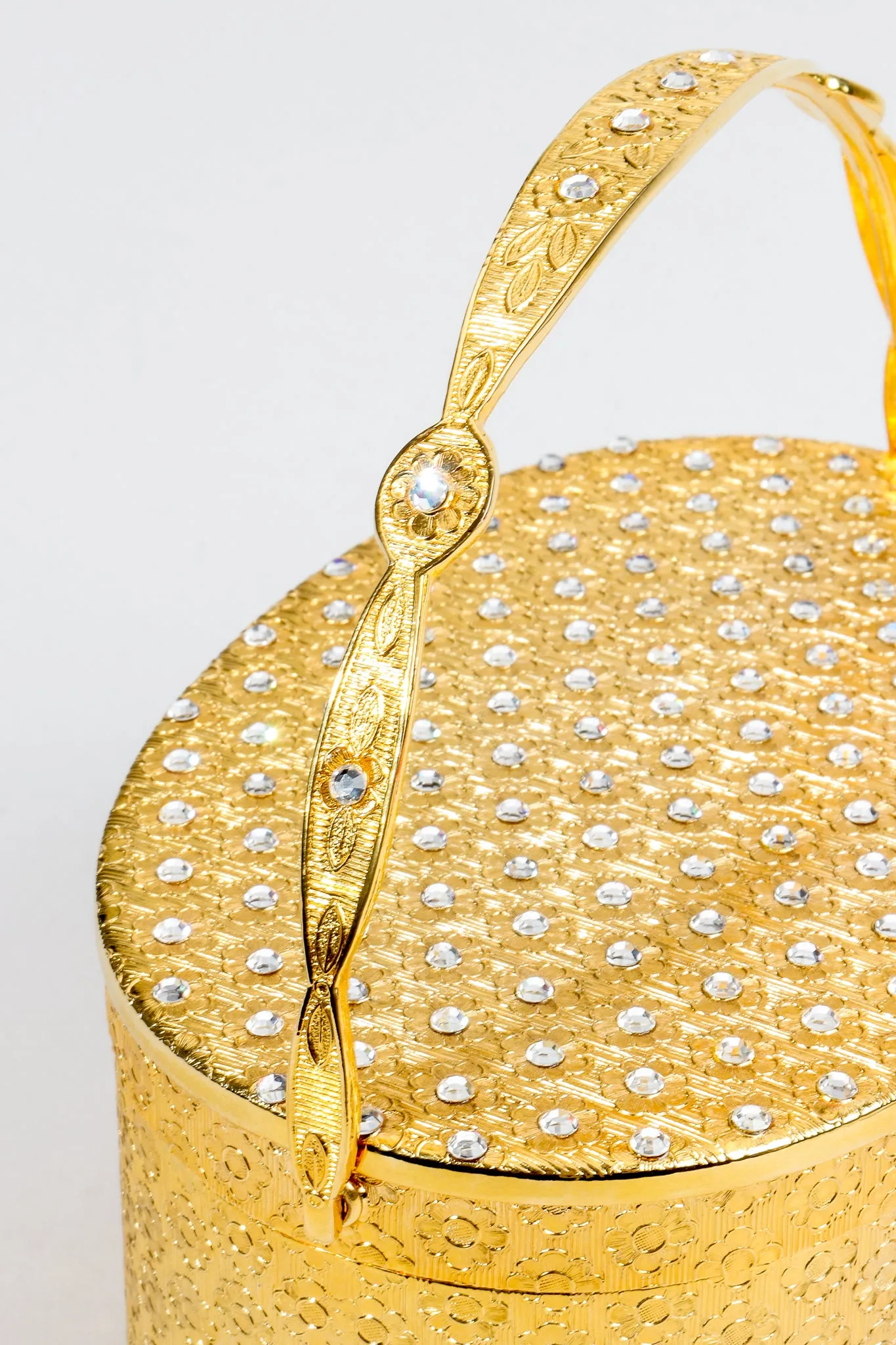 Gold Floral Vanity Case Box Bag