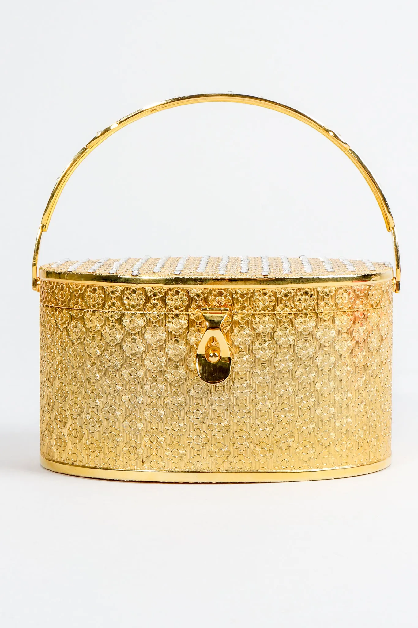 Gold Floral Vanity Case Box Bag