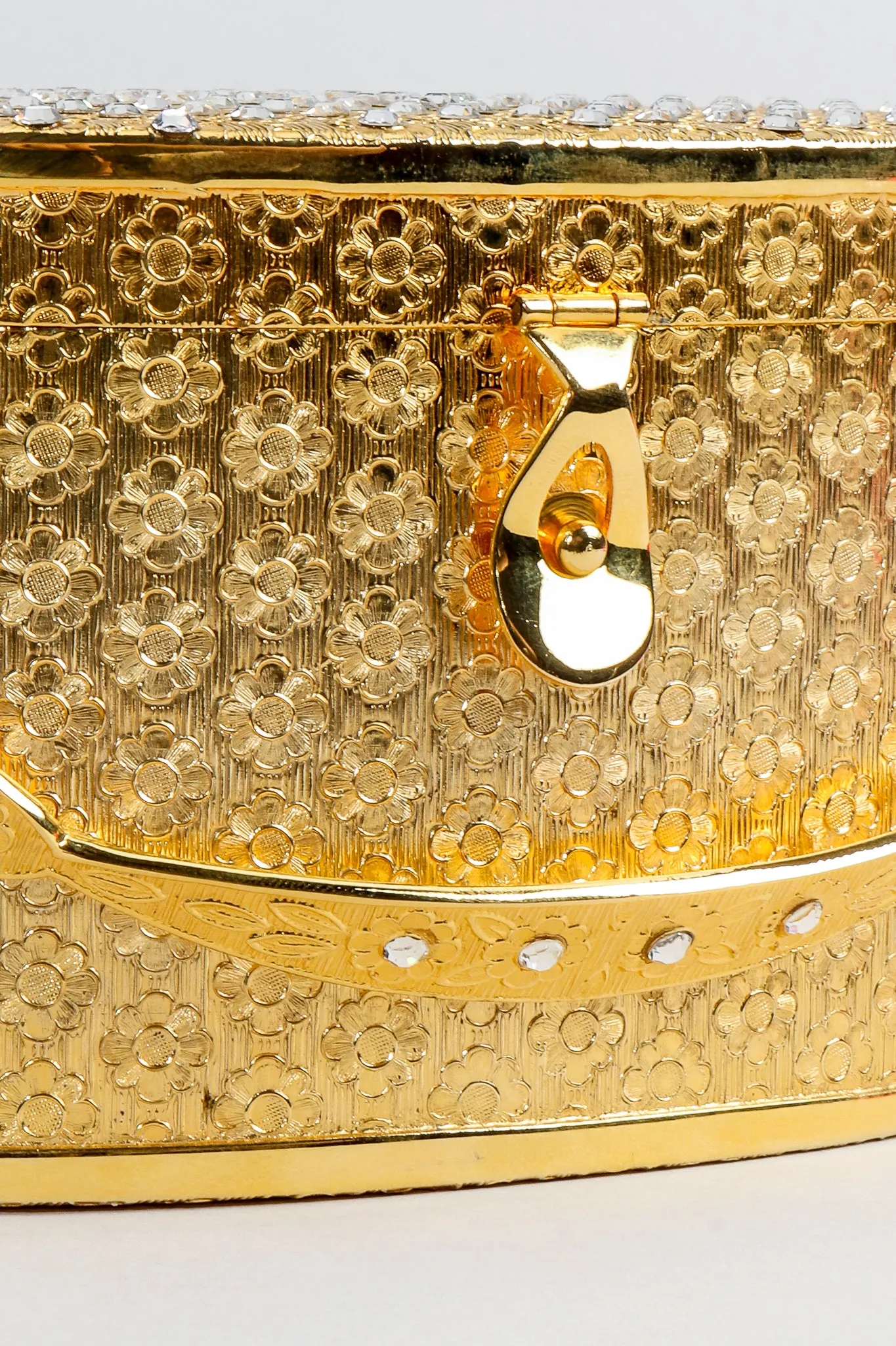 Gold Floral Vanity Case Box Bag