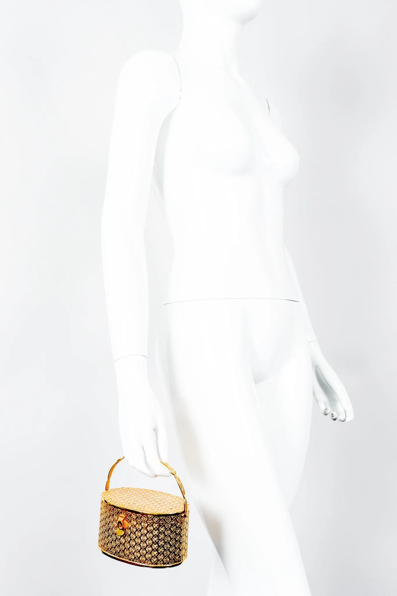 Gold Floral Vanity Case Box Bag