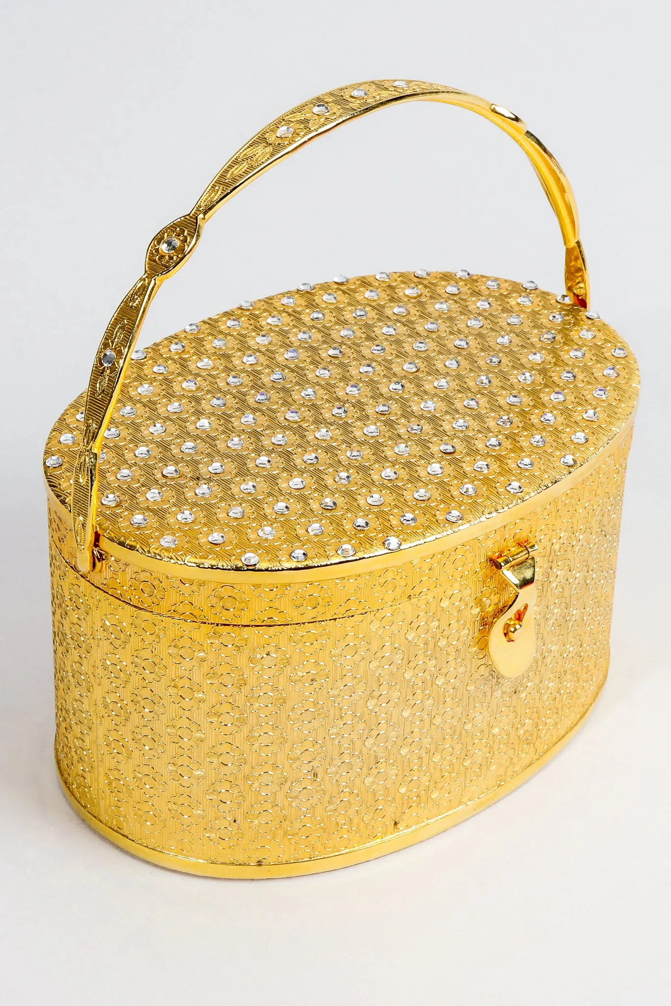 Gold Floral Vanity Case Box Bag