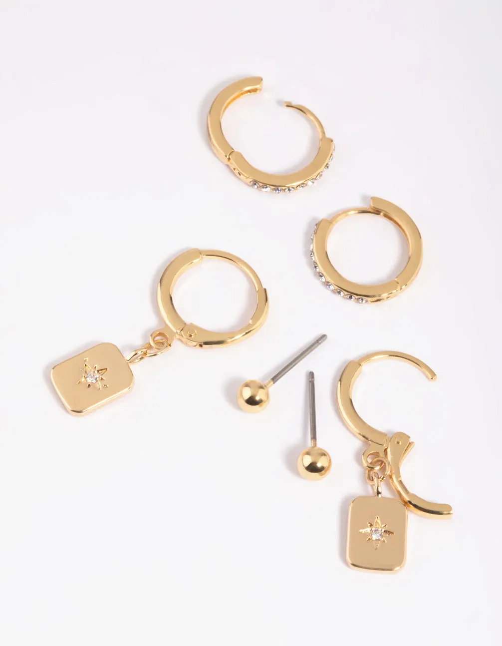 Gold Plated  Celestial Plate Earrings 6-Pack