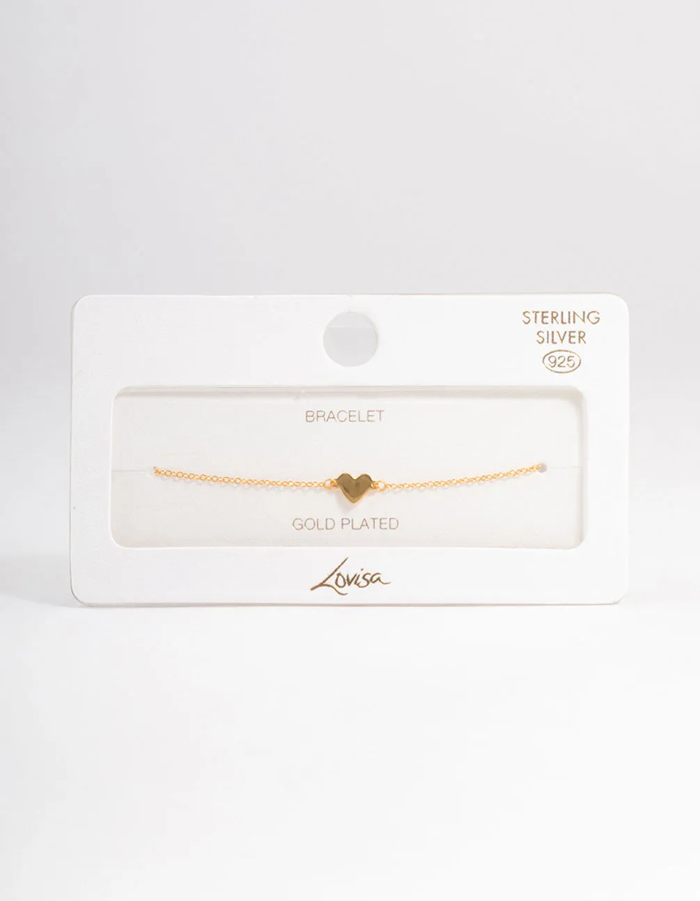 Gold Plated Sterling Silver Smooth Heart Bracelet