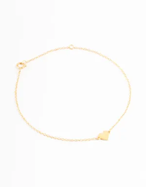 Gold Plated Sterling Silver Smooth Heart Bracelet