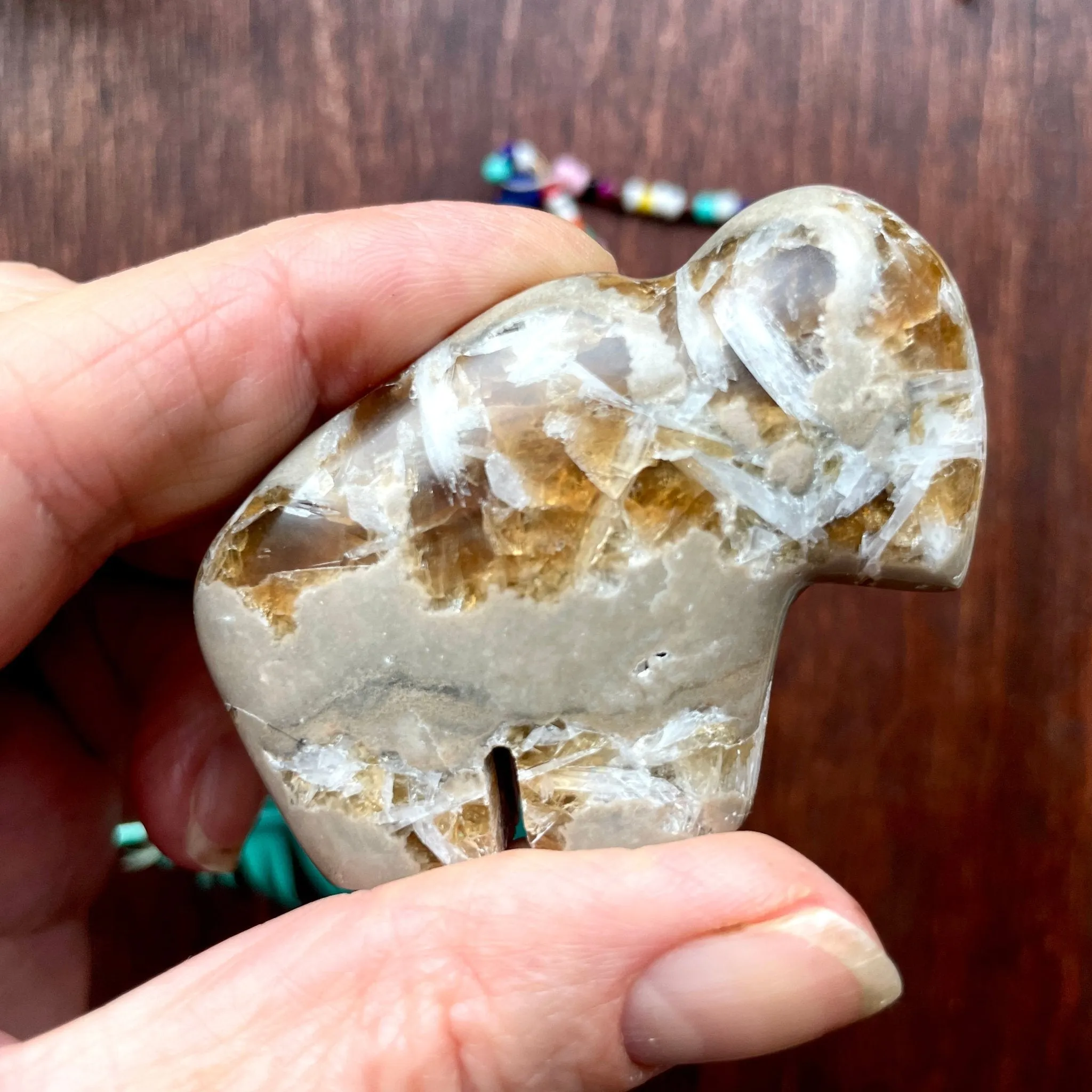 Golden Barite Buffalo carving