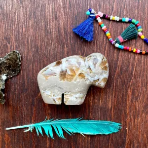 Golden Barite Buffalo carving