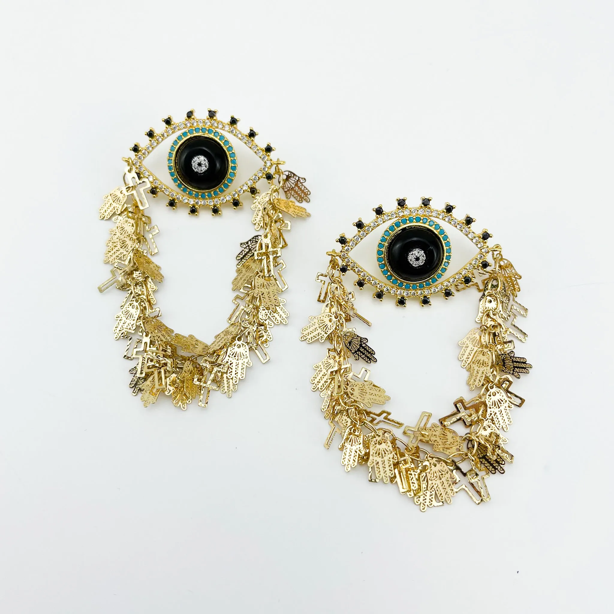 Golden Eye Black Earrings