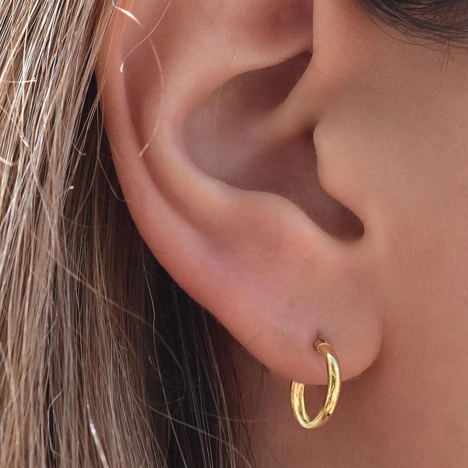 Golden Moon 14k Gold-Plated 15mm Hoop Earrings