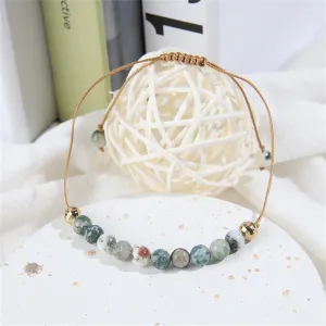 Gray Quartz & Polyster 18K Gold-Plated Adjustable Bracelet