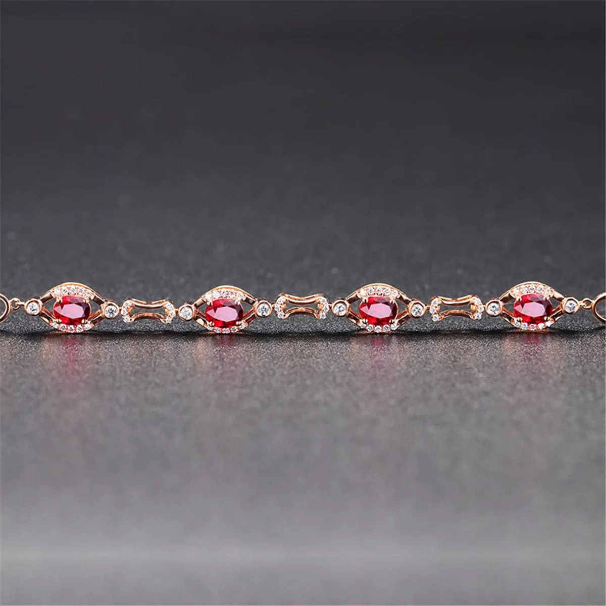 Green Crystal & 18K Rose Gold-Plated Halo Station Bracelet
