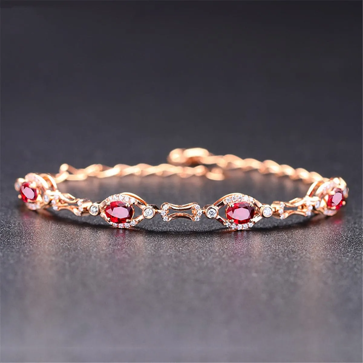 Green Crystal & 18K Rose Gold-Plated Halo Station Bracelet