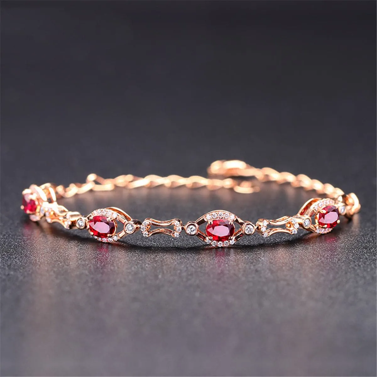 Green Crystal & 18K Rose Gold-Plated Halo Station Bracelet