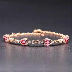 Green Crystal & 18K Rose Gold-Plated Halo Station Bracelet