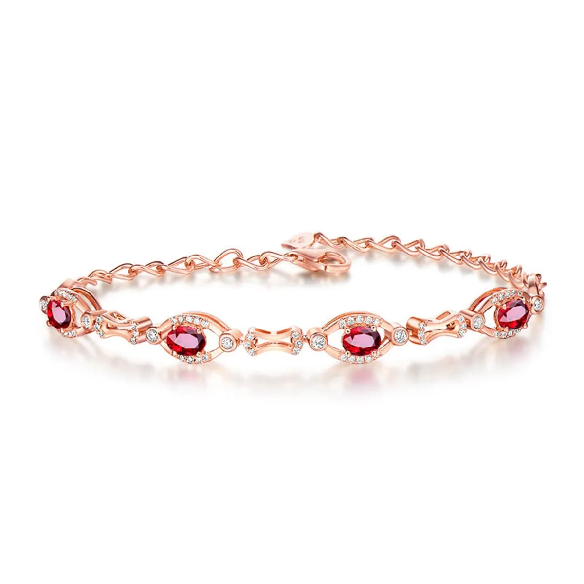 Green Crystal & 18K Rose Gold-Plated Halo Station Bracelet