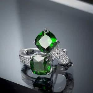 Green Crystal & Cubic Zirconia Huggie Earrings