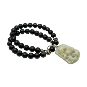 Green Dragon Jade Black Obsidian Necklace