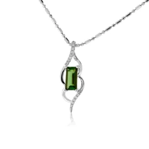 Green Tourmaline and Diamond Necklace