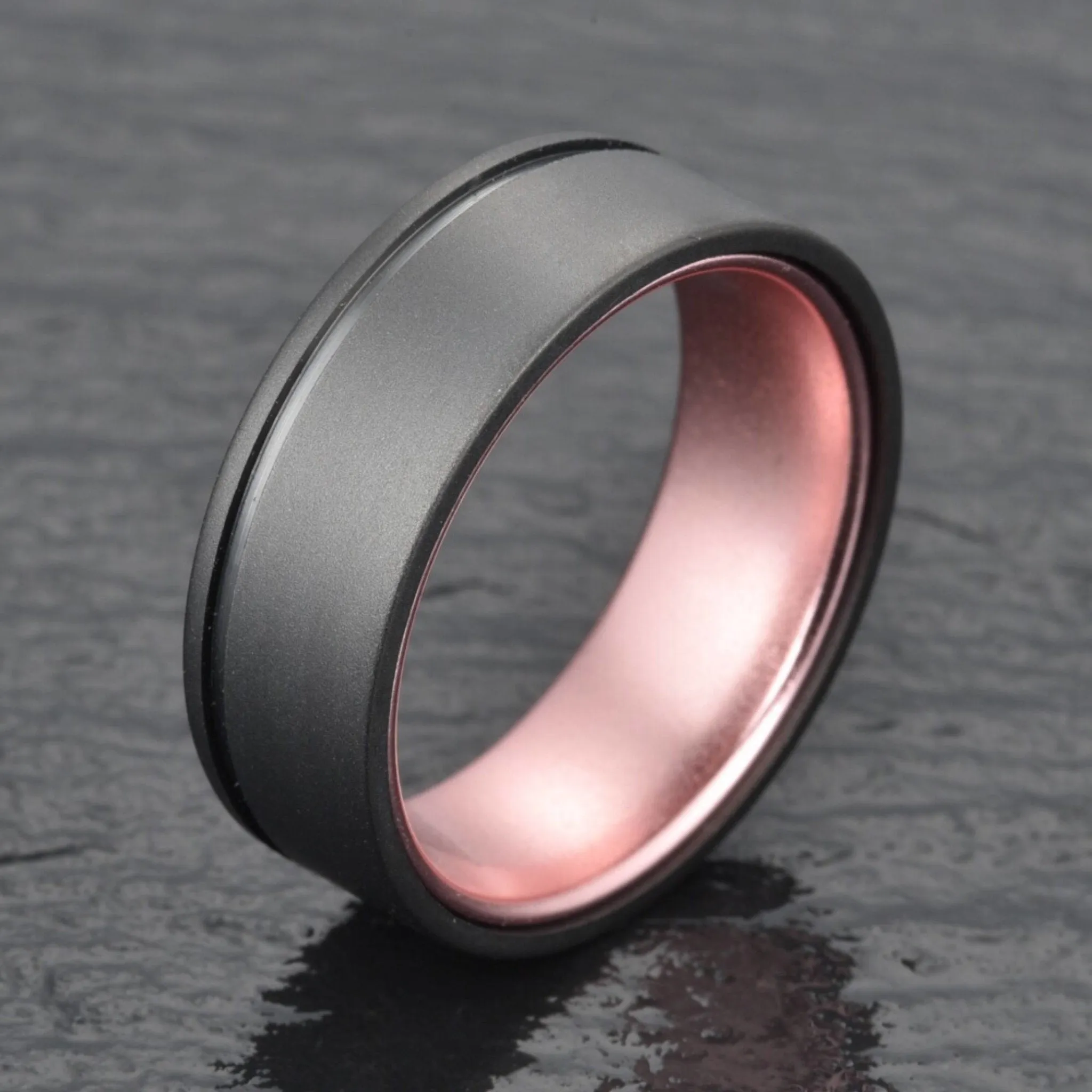 Gun Metal Grey Titanium Ring Pristine Rose Men's Wedding 4MM-8MM