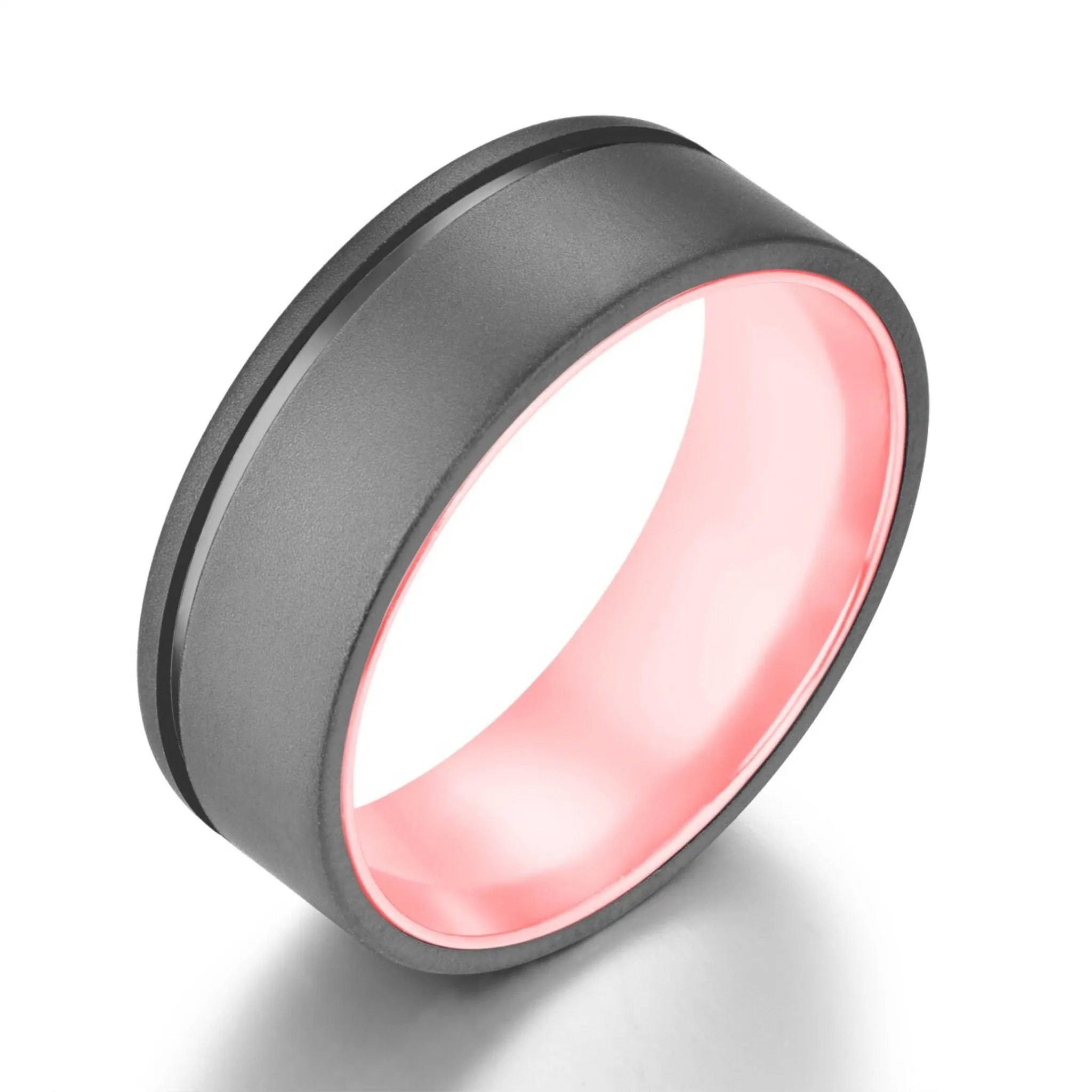 Gun Metal Grey Titanium Ring Pristine Rose Men's Wedding 4MM-8MM