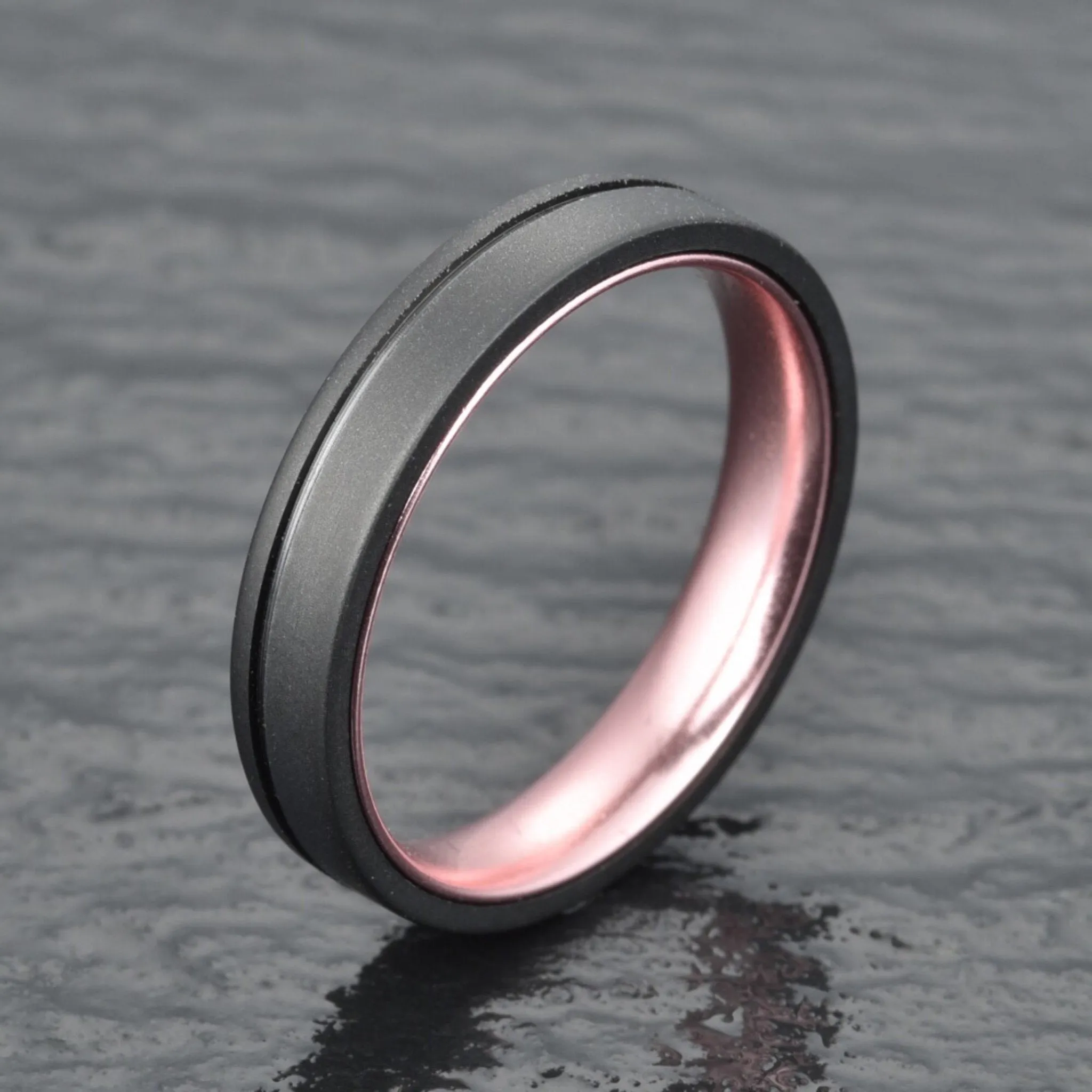 Gun Metal Grey Titanium Ring Pristine Rose Men's Wedding 4MM-8MM