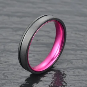 Gun Metal Grey Titanium Wedding Ring - Pristine Purple