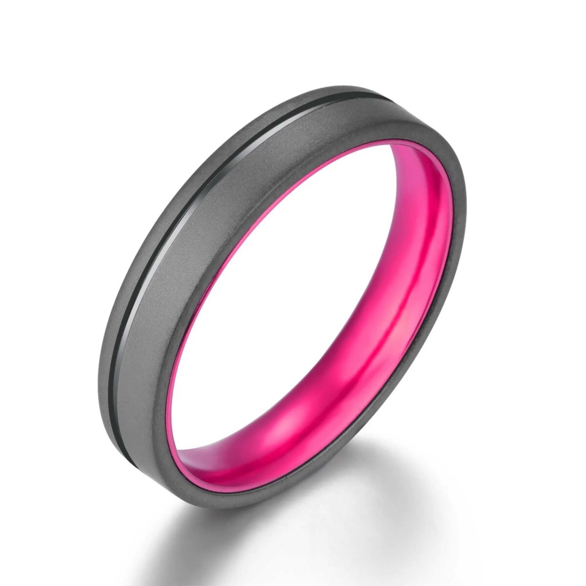 Gun Metal Grey Titanium Wedding Ring - Pristine Purple