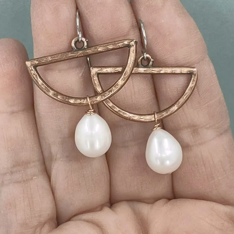 Half Moon Pearl Earrings