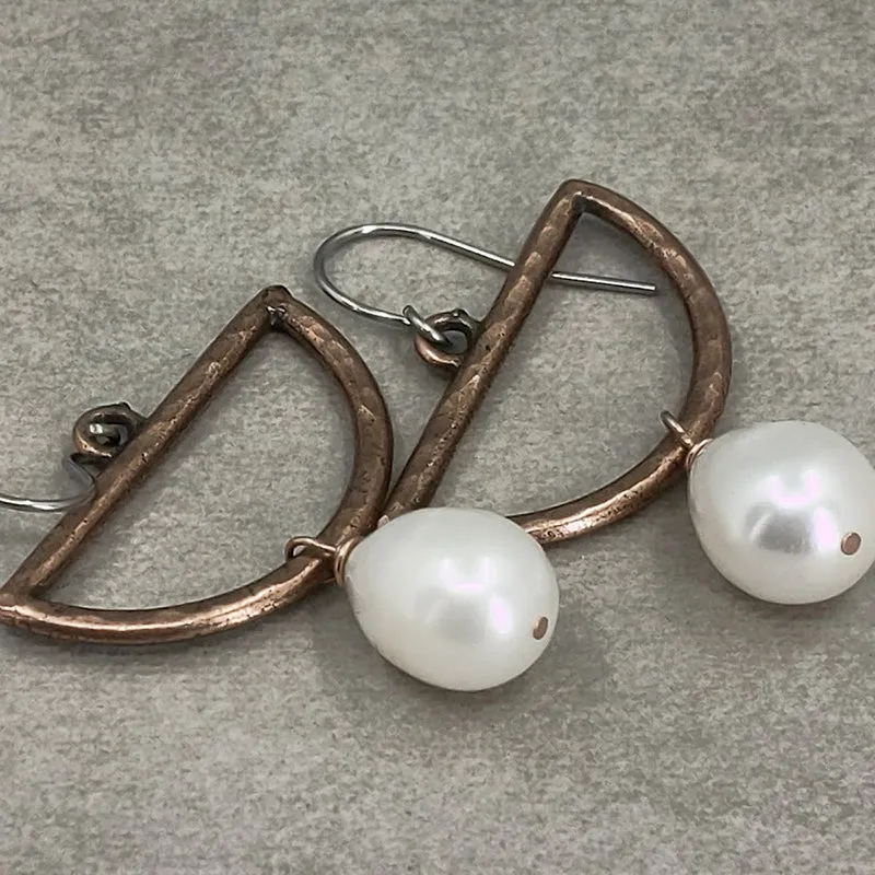 Half Moon Pearl Earrings