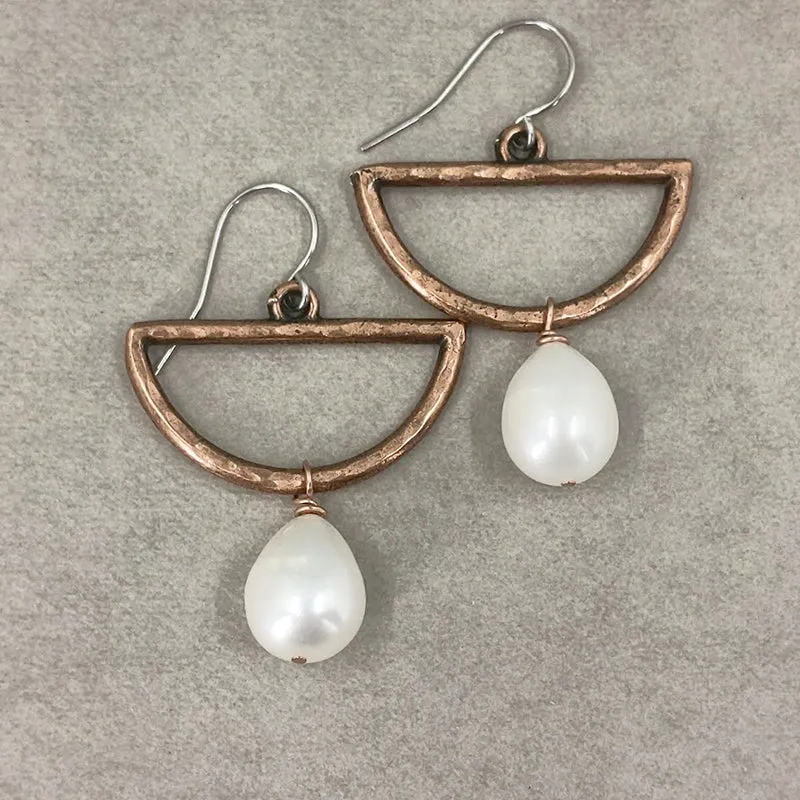 Half Moon Pearl Earrings