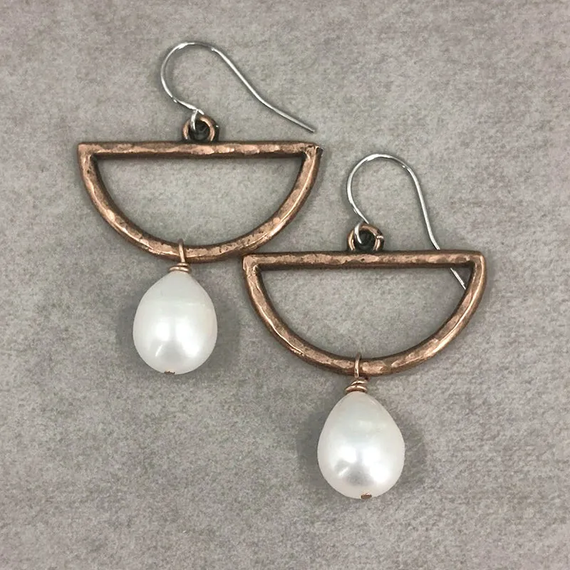 Half Moon Pearl Earrings