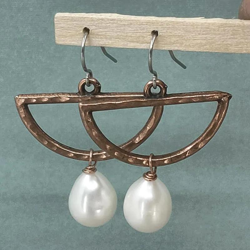 Half Moon Pearl Earrings